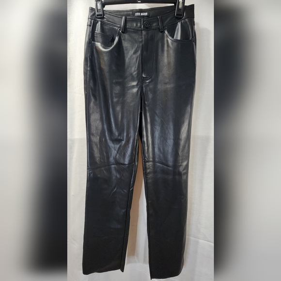 Steve Madden Loren High-Rise Faux-Leather Pants Sz 27 Black - Picture 2 of 9